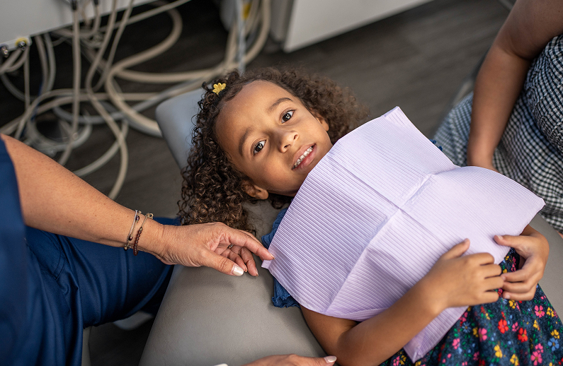 Child relaxed with a small nitrous oxide nose mask